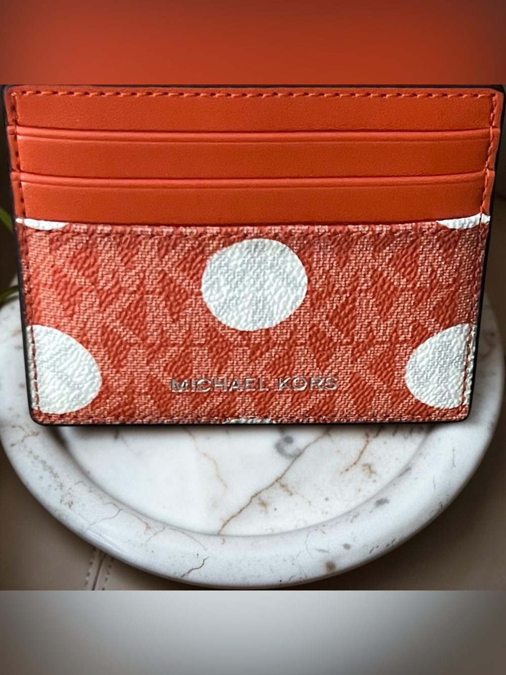 NWT Michael Kors card case in the color, red clay